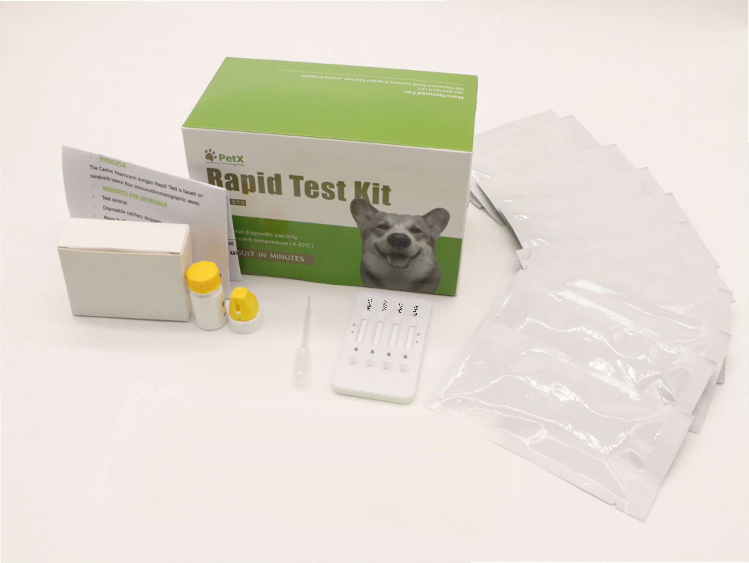 Ehrlichia- Lyme - Anaplasma - Heartworm Combo Test Kit (EHR-LYM-ANA-CHW)