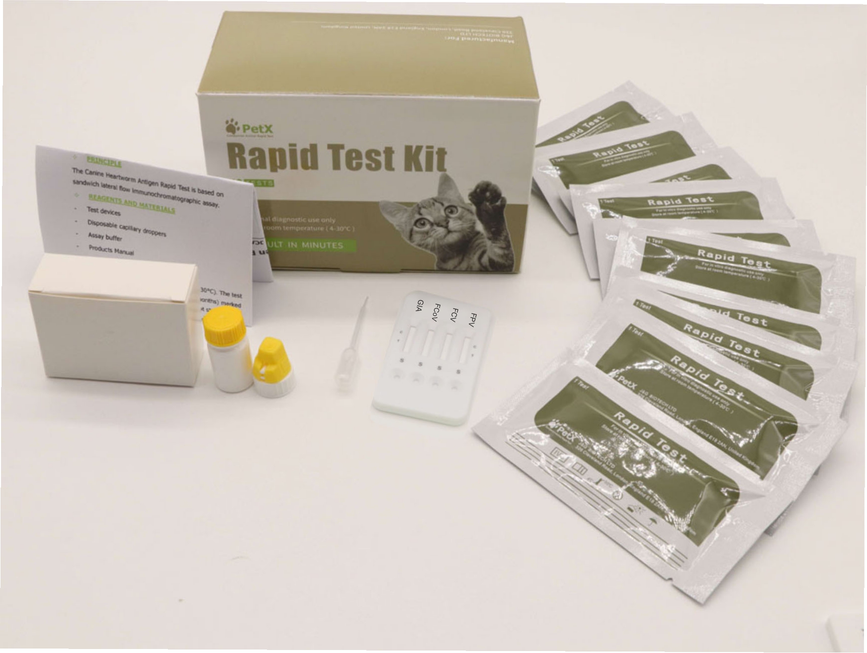 Feline Panleukopenia/Calicivirus/Corona/Giardia Combo Test Kit (FPV-FCV-FCoV-GIA )